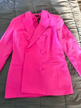 Express Women's Double-Breasted Bright Pink Blazer